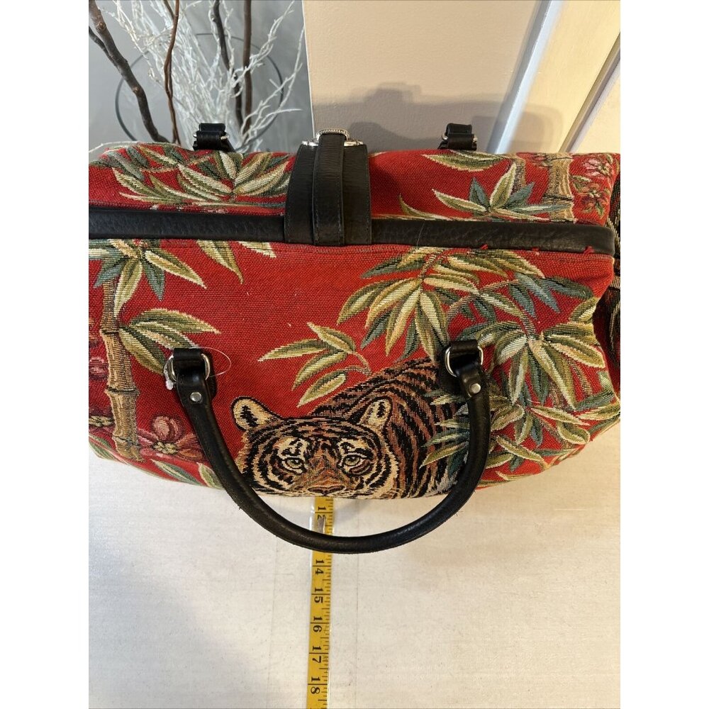 Raviani Tapestry Tiger & Bamboo Pattern Large Handbag Purse Dual Handles - Picture 7 of 10